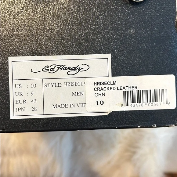 Ed Hardy high-top cracked leather over canvas, sneakers, tattoo shoes, size 10 - Picture 12 of 13